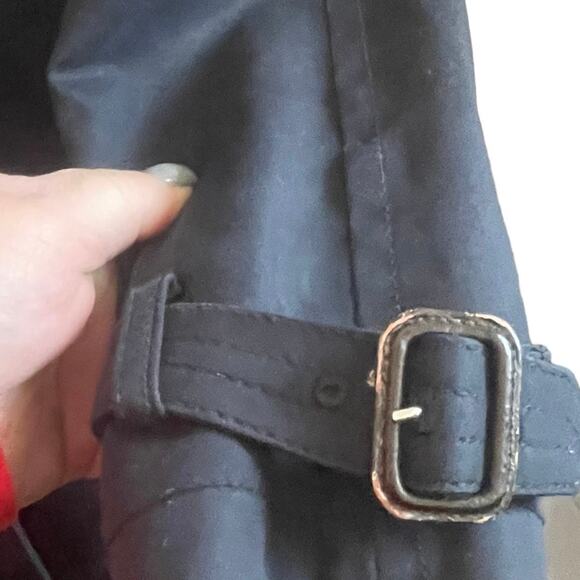 Club Monaco‎ Women Belted Trench Coat L Navy Classic Trendy Minimal Chic Capsule - Picture 12 of 16